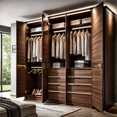 Trueliving 4 Door Walk-in Brown wardrobe Laminated Finish & PU Finish (6Ft *2Ft *9Ft -1828.8MM X 609MM X 2743.2MM)